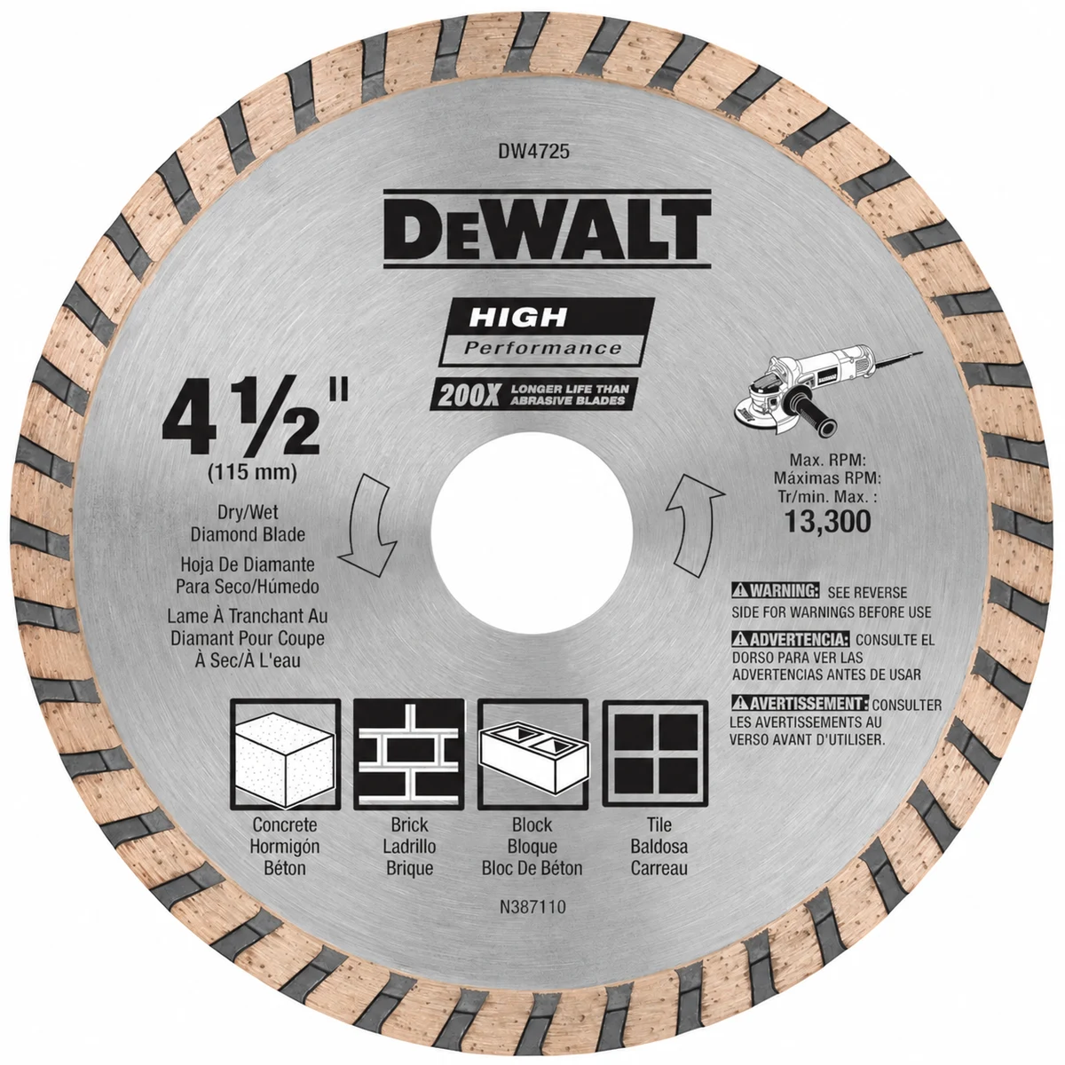 DEWALT DW4725 Диск алмазный 115мм (сплошной)