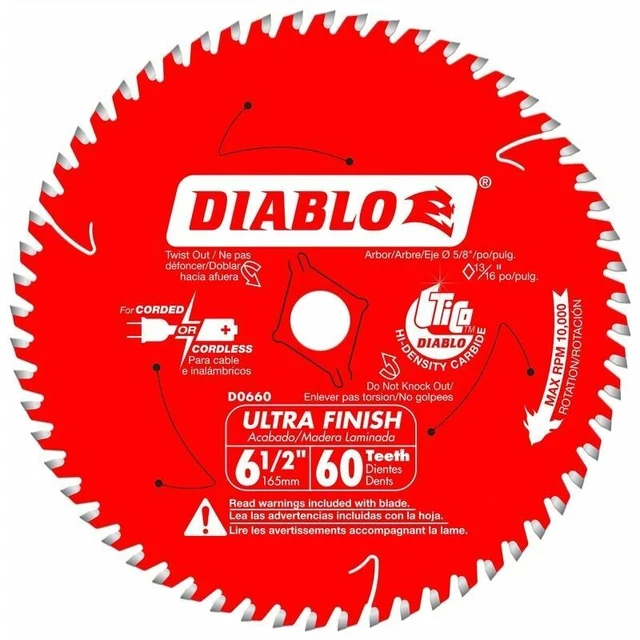 DIABLO D0660 Диск по дереву Ø165мм (ЦО 15,9мм (5/8), 60 зубов) для циркулярной пилы