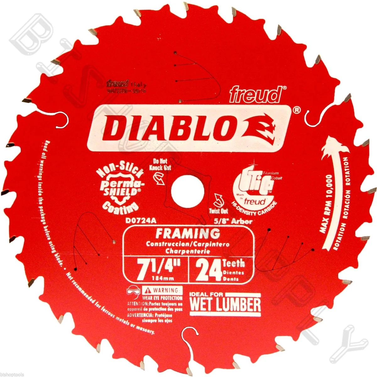 DIABLO D0724A Диск по дереву Ø185мм (ЦО 15,9мм (5/8), 24 зуба) для циркулярной пилы