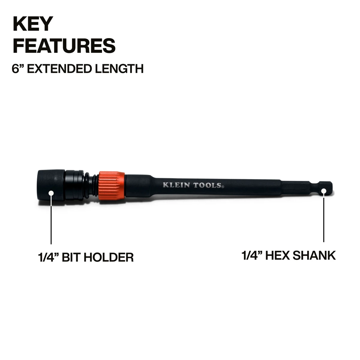 KLEIN TOOLS 31088 ударный удлинитель для бит 1/4", 152 мм, Dual-Lock