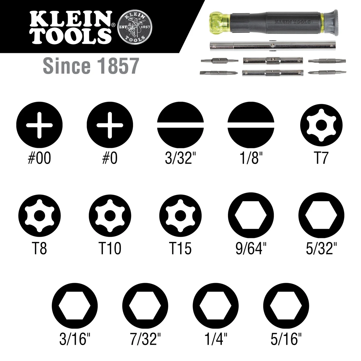 KLEIN TOOLS 32314  прецизионная отвертка 14-в-1 с Torx Security