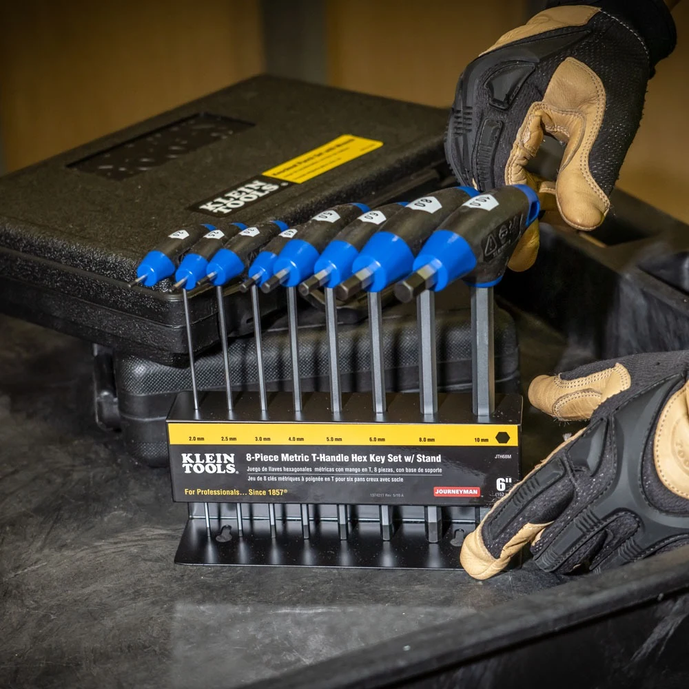 KLEIN TOOLS JTH68M Набор Т-образных шестигранных ключей Journeyman, 8 шт., метрические, с подставкой