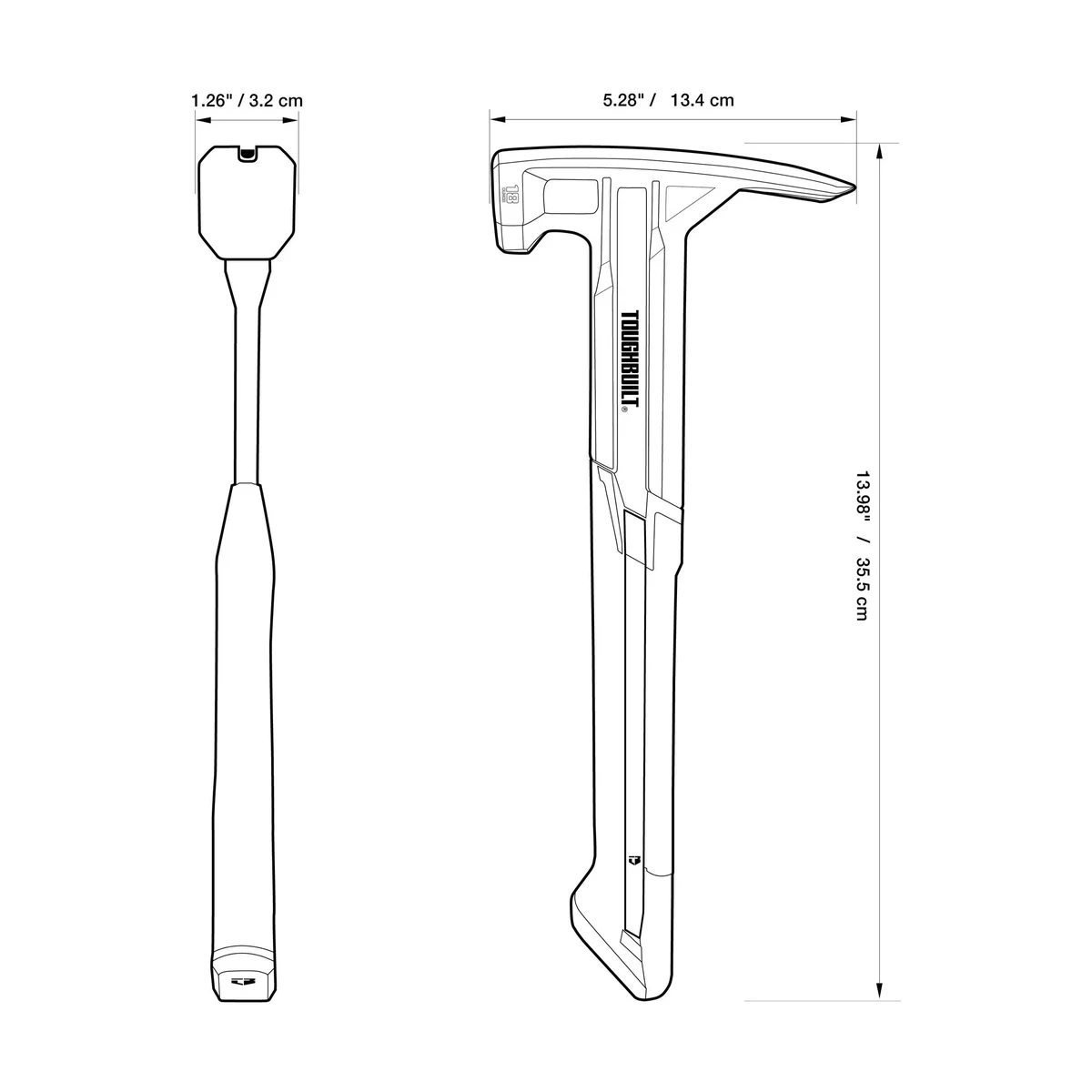 Toughbuilt TB-H1-1R-S18 Молоток цельнометаллический с гвоздодером (18oz)