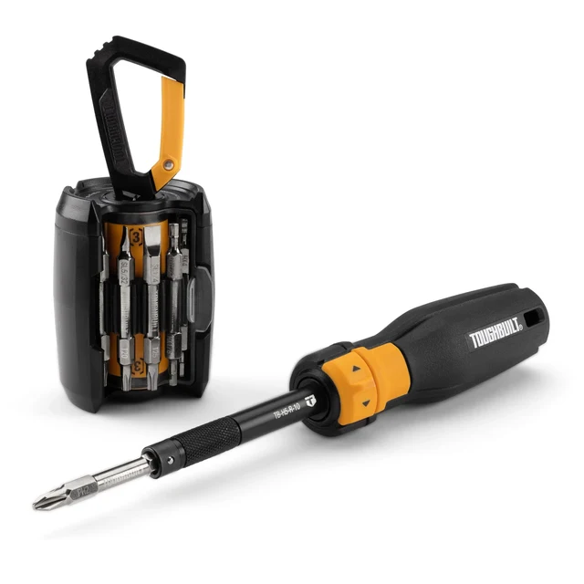 TOUGHBUILT TB-H5S2-MR-A Отвертка трещоточная с набором двусторонних бит, 24 насадки
